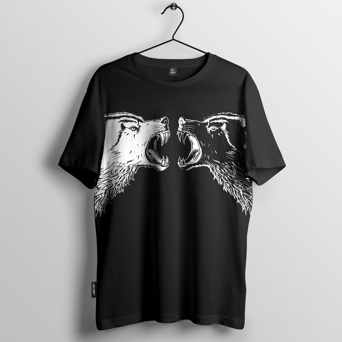 100% Black Cotton Tee by Dos Lobos - Face To Face, Savage Wolves