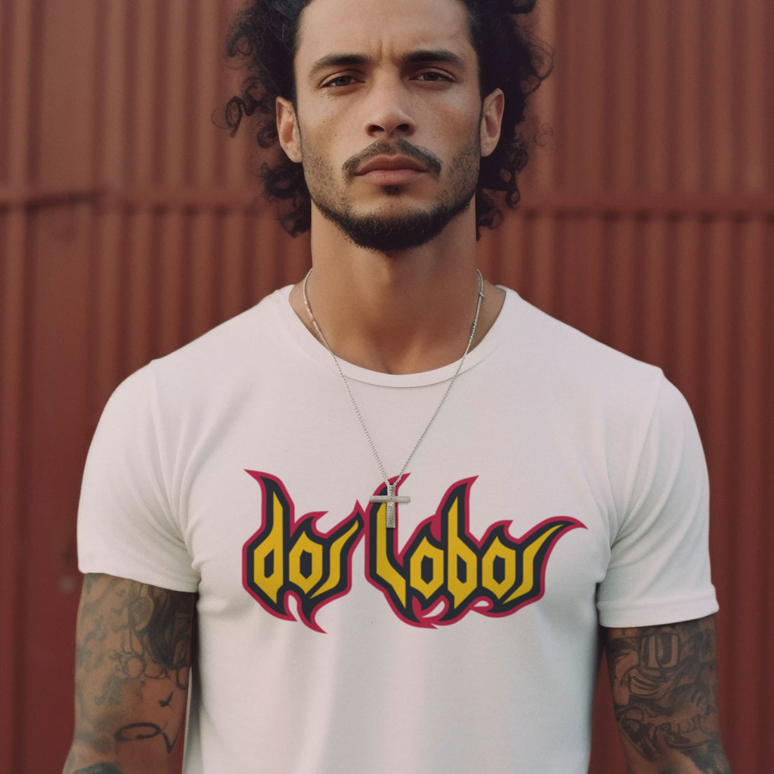 100% White Cotton Tee by Dos Lobos - Inner Flame